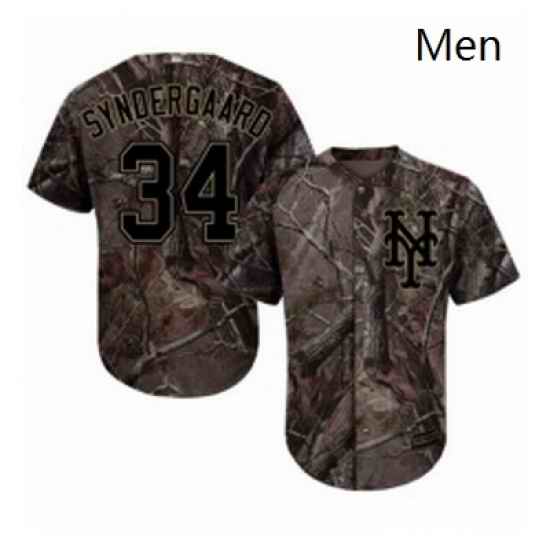 Mens Majestic New York Mets 34 Noah Syndergaard Authentic Camo Realtree Collection Flex Base MLB Jersey